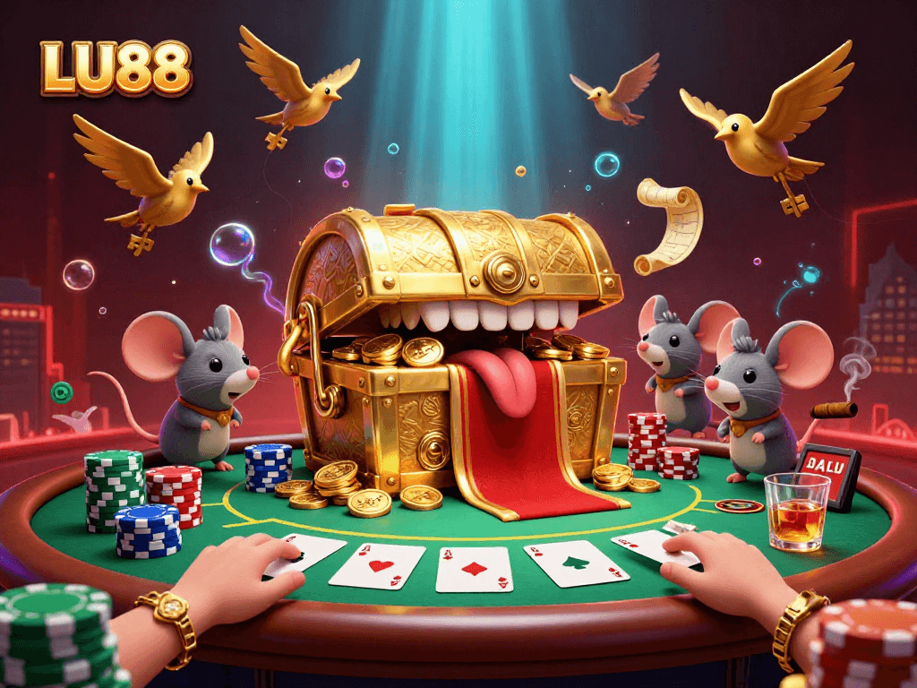 LU88 invites players to victory with a dazzling poker scene bursting with excitement and treasures.