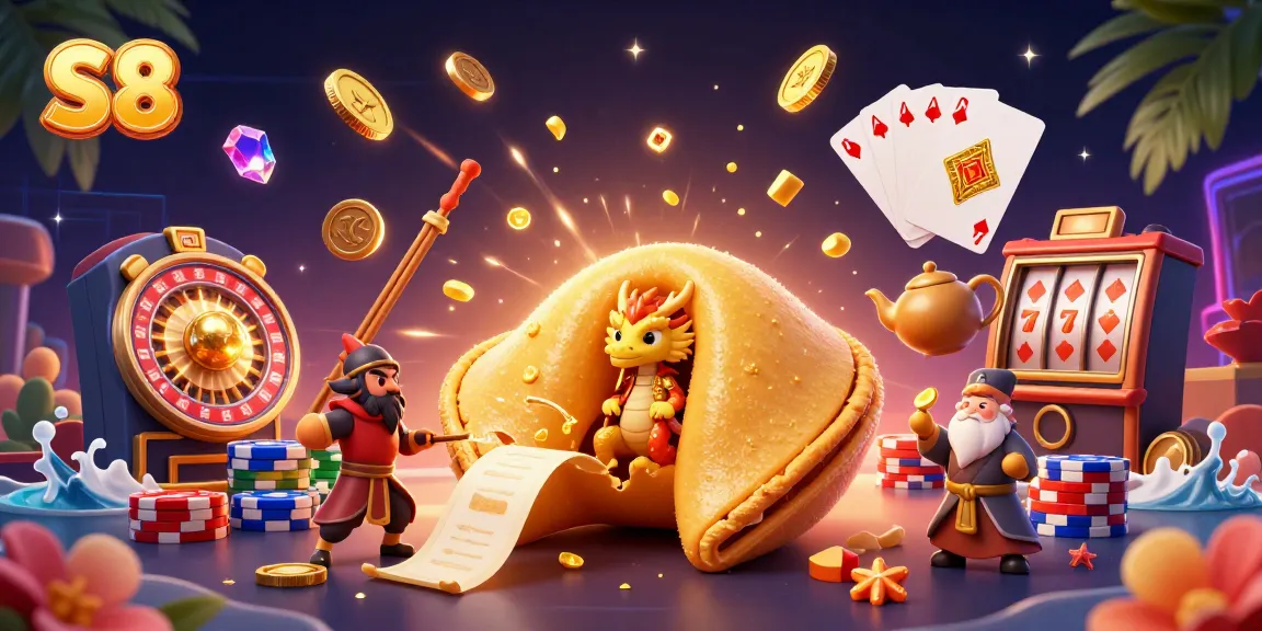 Experience winning at S8 with vibrant casino games and dazzling golden elements.