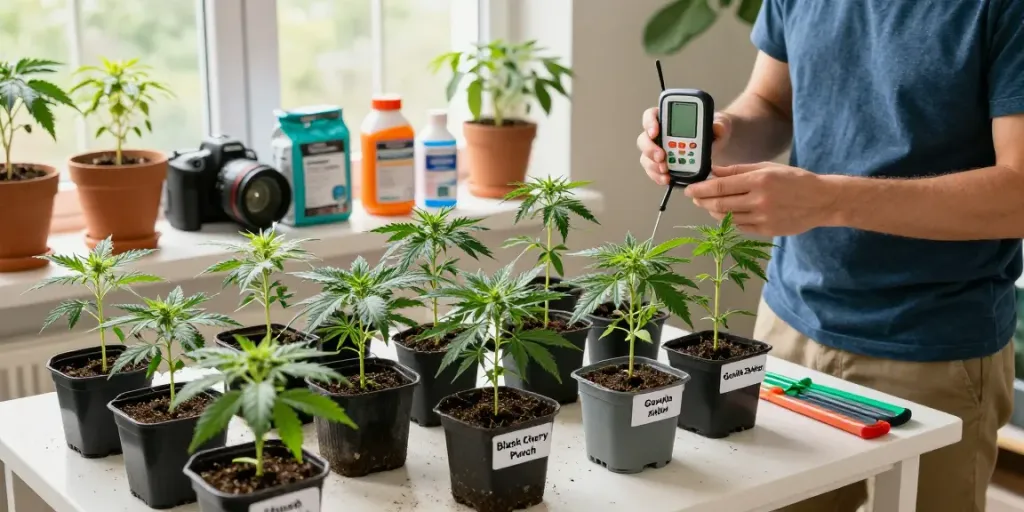 Hanfstecklinge kaufen with healthy cannabis seedlings in vibrant indoor garden.