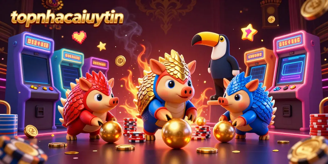 topnhacaiuytin illustrated casino scene with rival pangolins and poker chips