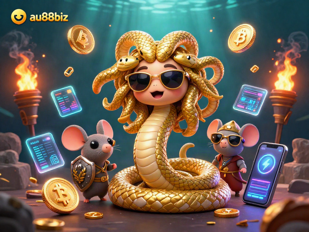 Spin and win at au88biz with a vibrant casino illustration featuring casino elements and playful characters.
