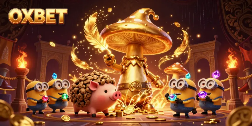 Experience the enchanting world of OXBET with magical golden transformations in a vibrant casino scene.