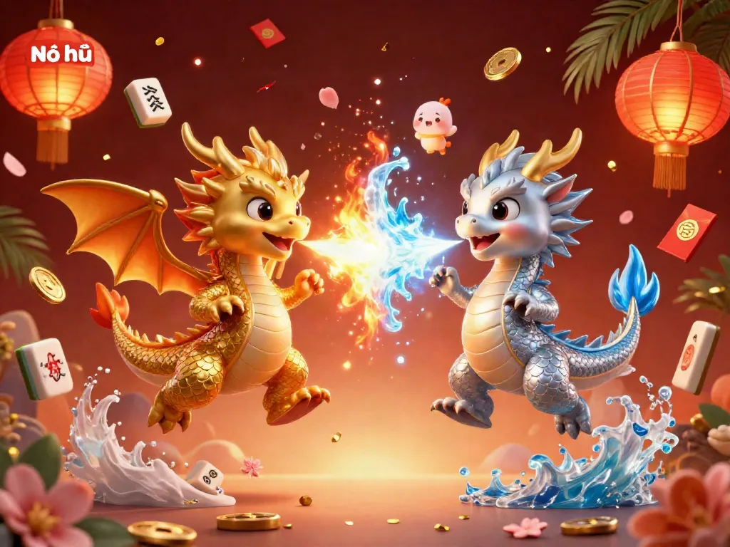 Engage in thrilling Nổ hũ adventures with vivid 3D dragons and dynamic casino elements.