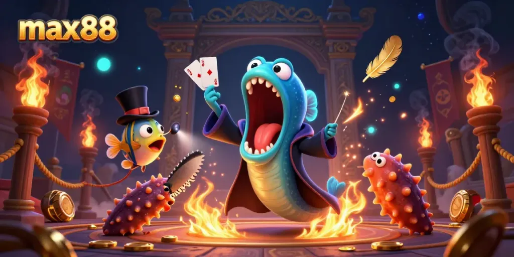 Experience the excitement of max88 with a vibrant underwater casino themed illustration featuring magical sea creatures.