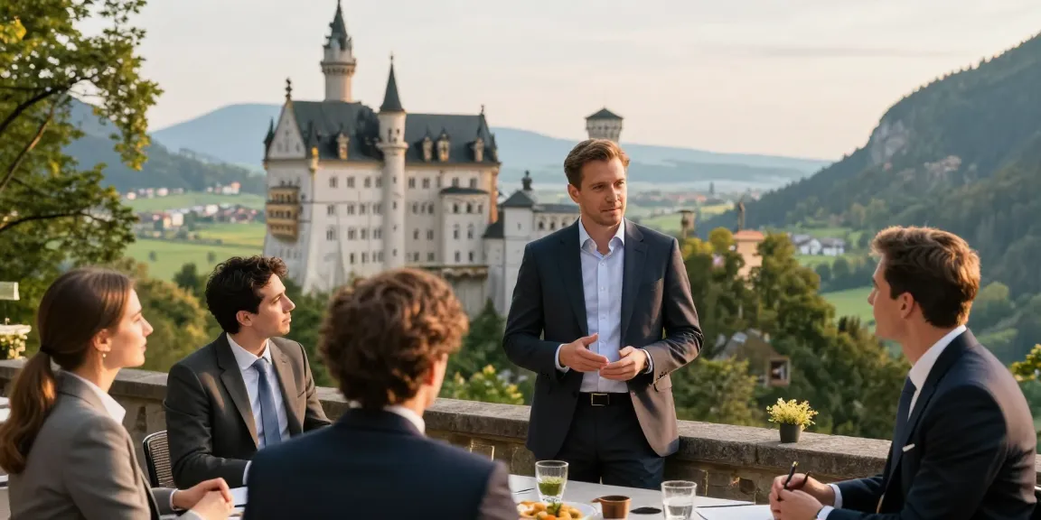 Eltz Personal an einem historischen Schloss bei einer geschäftlichen Besprechung