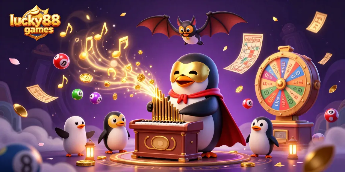 Engage with lucky88games as a phantom penguin orchestrates a vibrant casino spectacle.