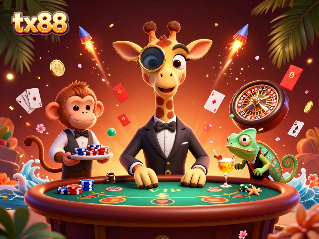 Experience high-stakes gaming at tx88 with a vibrant 3D poker scene full of excitement.
