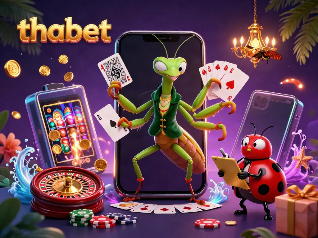 Experience vibrant gambling excitement as thabet showcases dynamic characters in a 3D casino setting.