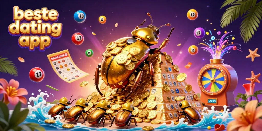 Engage with the best dating app experience through dynamic lottery-themed visuals and vibrant casino elements.