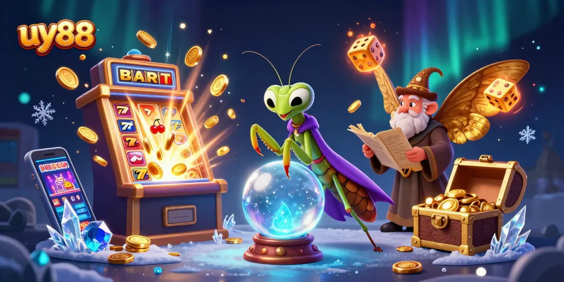 Spin to win with uy88's lively fortune teller scene filled with vibrant casino elements.
