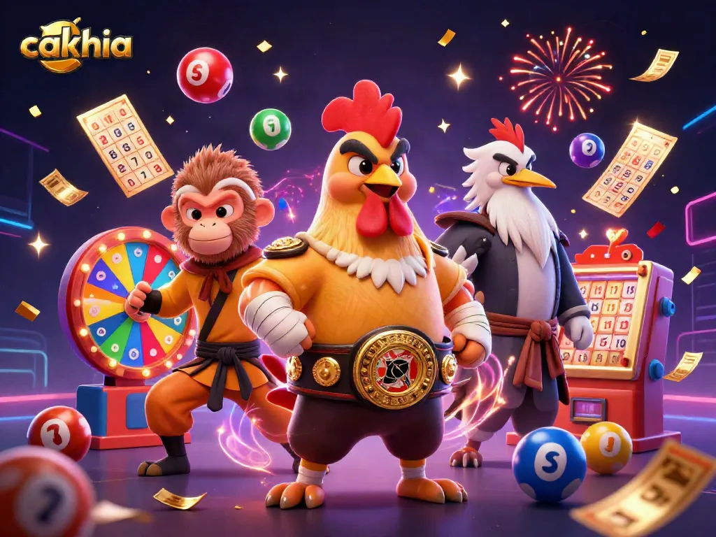 Experience thrilling gameplay at cakhia with vibrant lottery elements and dynamic action in a festive scene.