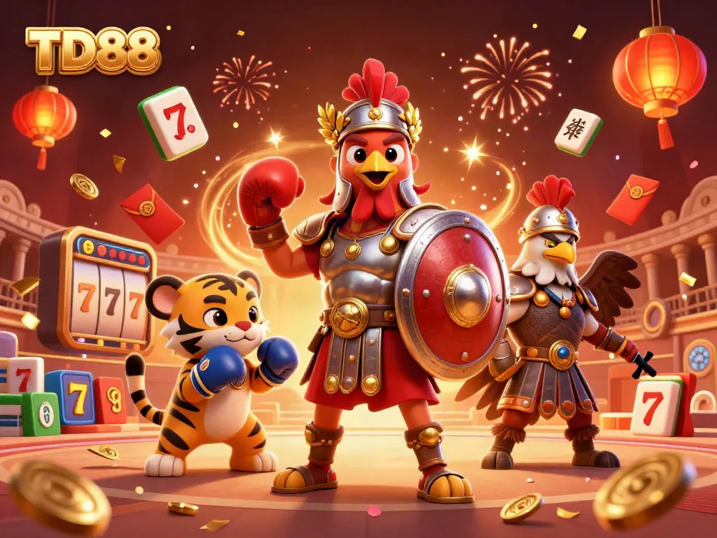 Experience the thrill of TD88 with a 3D-rendered scene full of gaming excitement and energy.