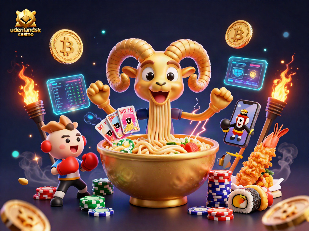 Engage in an electrifying udenlandsk casino experience with vibrant 3D characters and cryptocurrency elements.