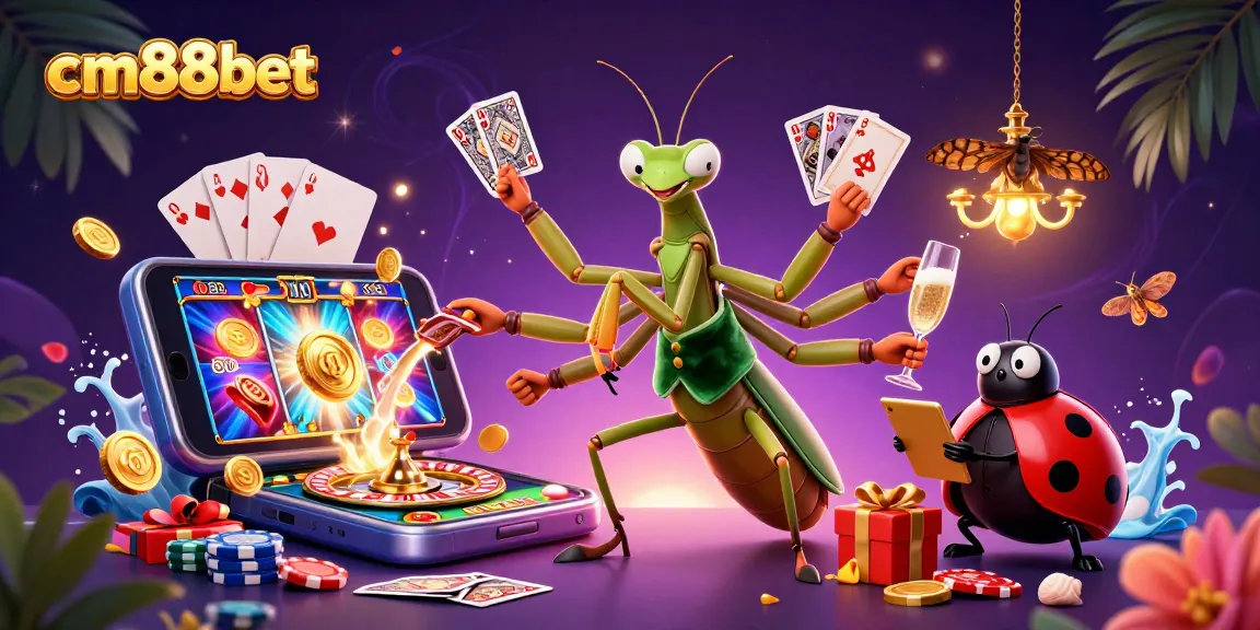 Experience excitement with cm88bet in a vibrant online casino scene with engaging characters.