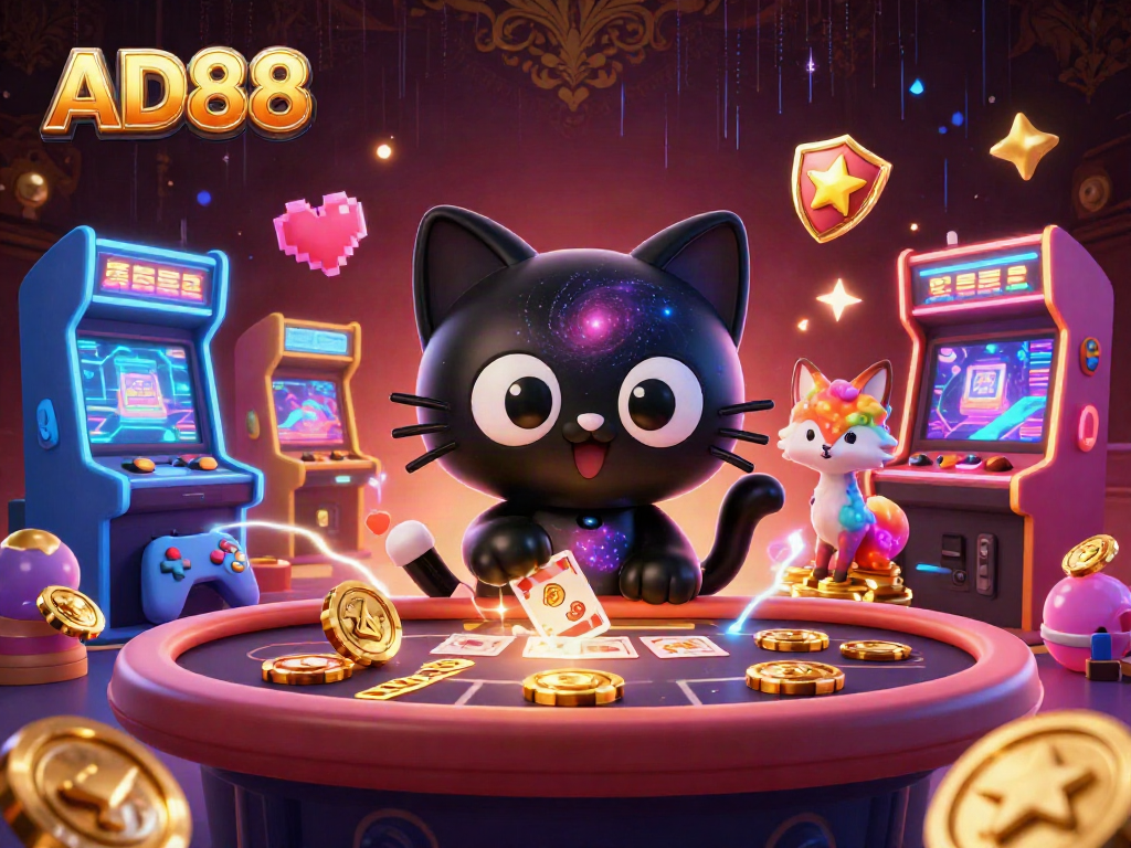 AD88 engages players with a cosmic casino experience featuring a black hole cat and nebula fox.
