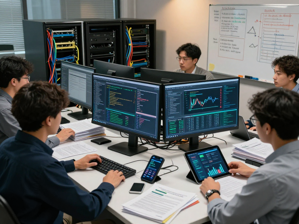 Daten- und IT-Sicherheitsdienstleistungen in einem modernen IT-Sicherheitszentrum mit einem Team von Fachleuten.