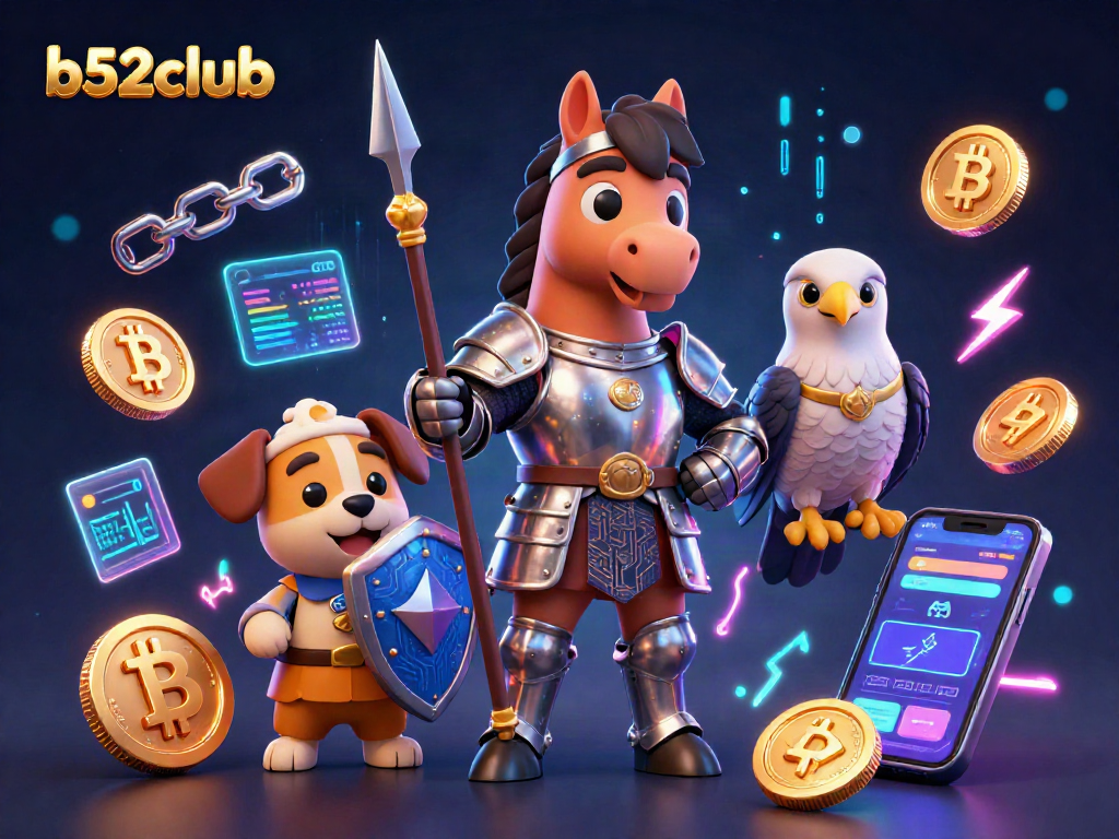 Win big at b52club with vibrant 3D casino adventure featuring knights and crypto elements!