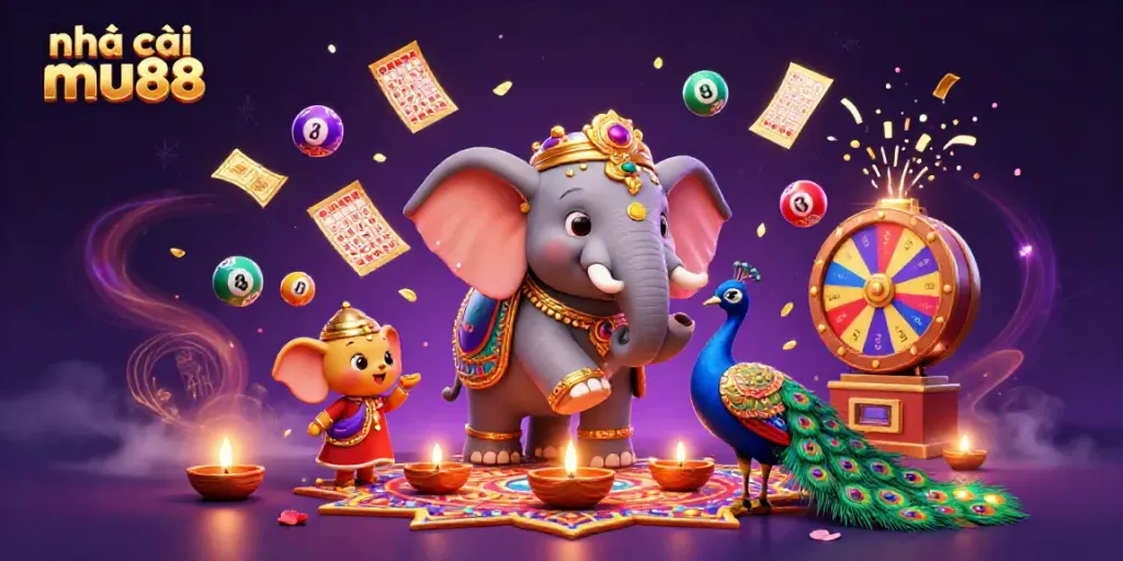 Experience exciting gameplay at nhà cái mu88 with vibrant lottery elements and dynamic casino imagery.