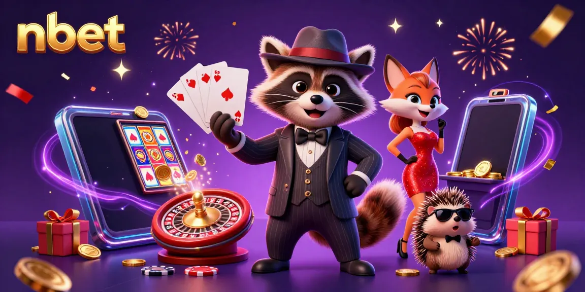 Experience excitement with nbet's charming casino characters, winning hands, and vibrant gaming elements.