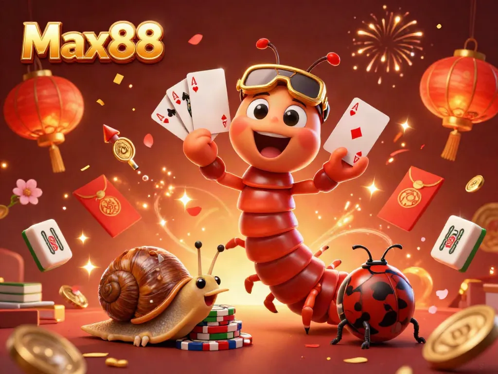 Experience thrilling gameplay with Max88's casino attractions, featuring colorful characters and elements.