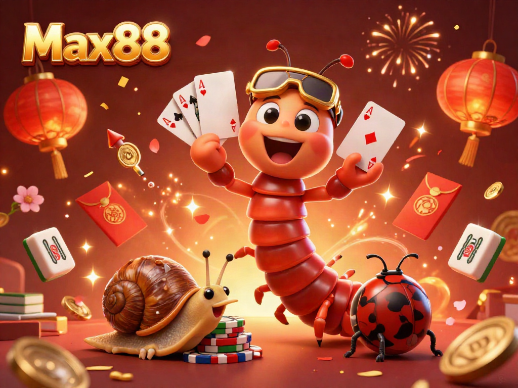 Experience thrilling gameplay with Max88's casino attractions, featuring colorful characters and elements.