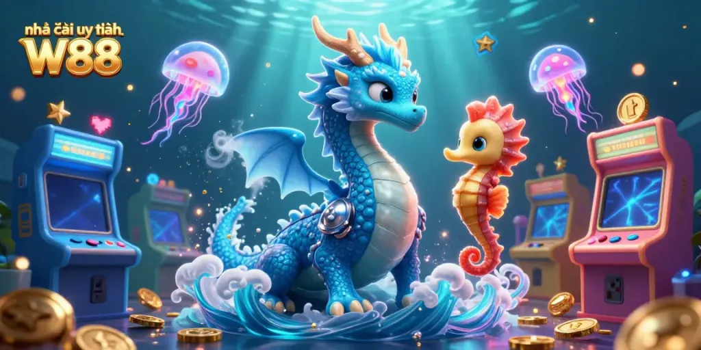 Experience the immersive world of Nhà cái uy tín W88 with dynamic casino elements and enchanting characters.