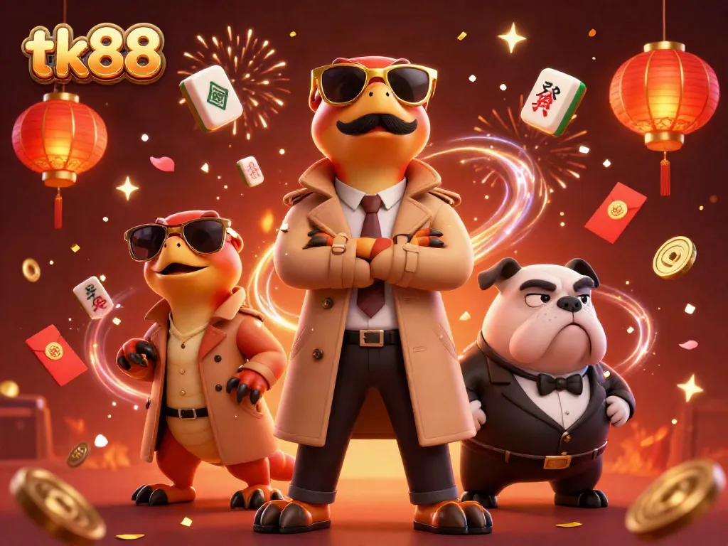 Experience the thrills of tk88 in a vibrant casino scene with playful raptors in disguise.