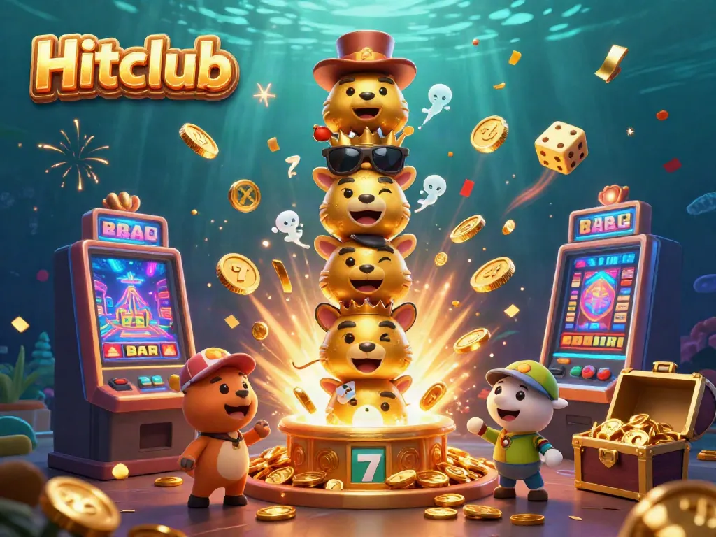 Experience the excitement of Hitclub with vibrant 3D casino elements and a dynamic jackpot explosion.