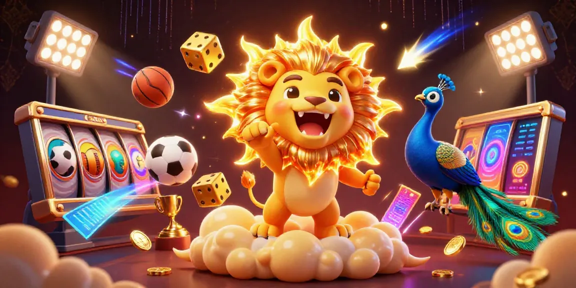 Experience the excitement of LX88 with a roaring sun lion and dynamic casino elements.