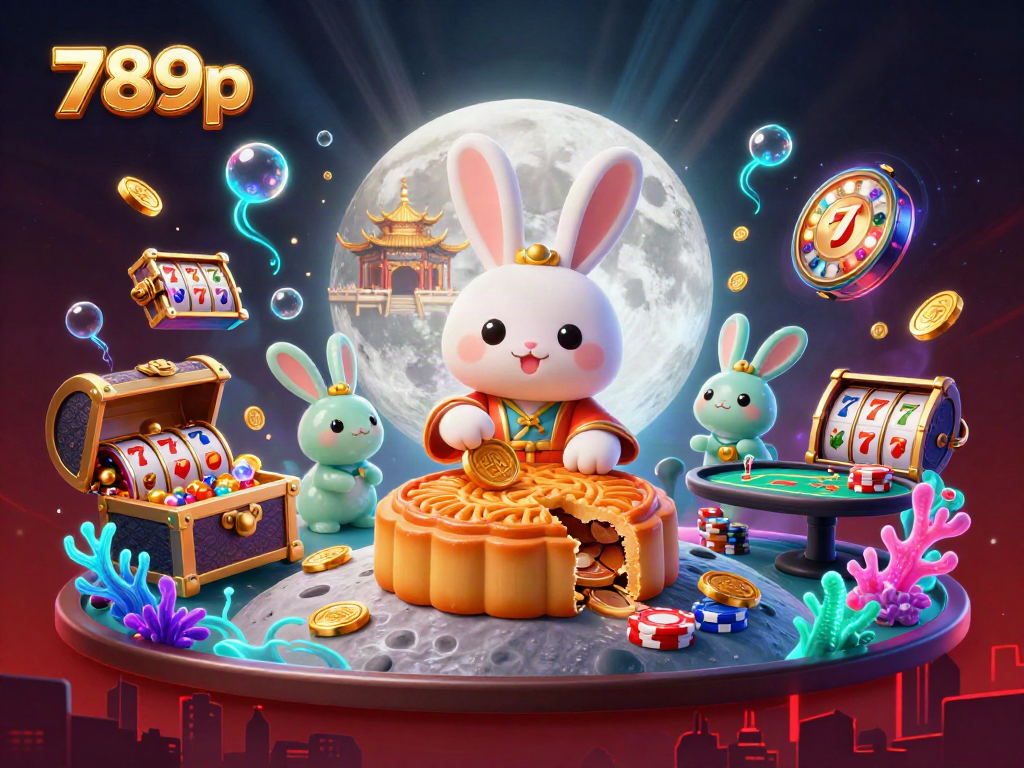 Experience thrilling luck at 789p with the enchanting moon rabbit and poker-themed treasures