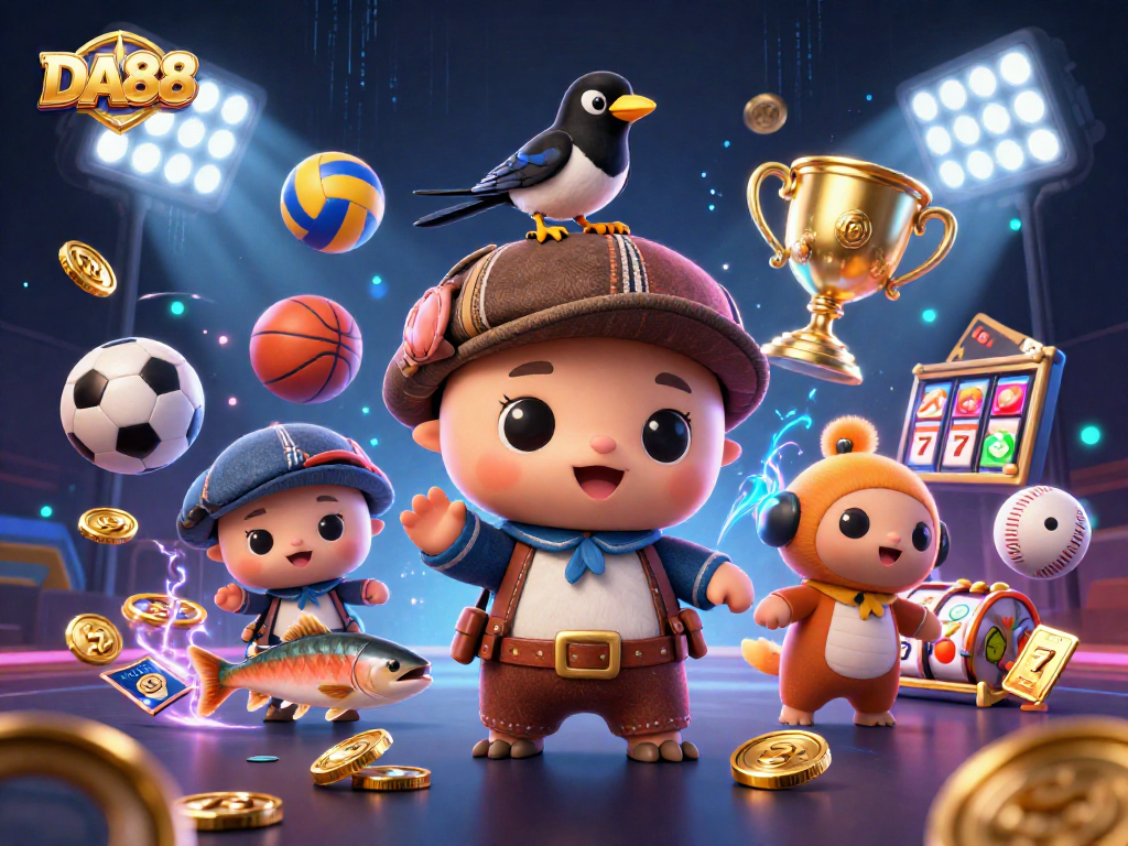 DA88 captures the excitement of casino gaming with charming characters and vibrant elements.
