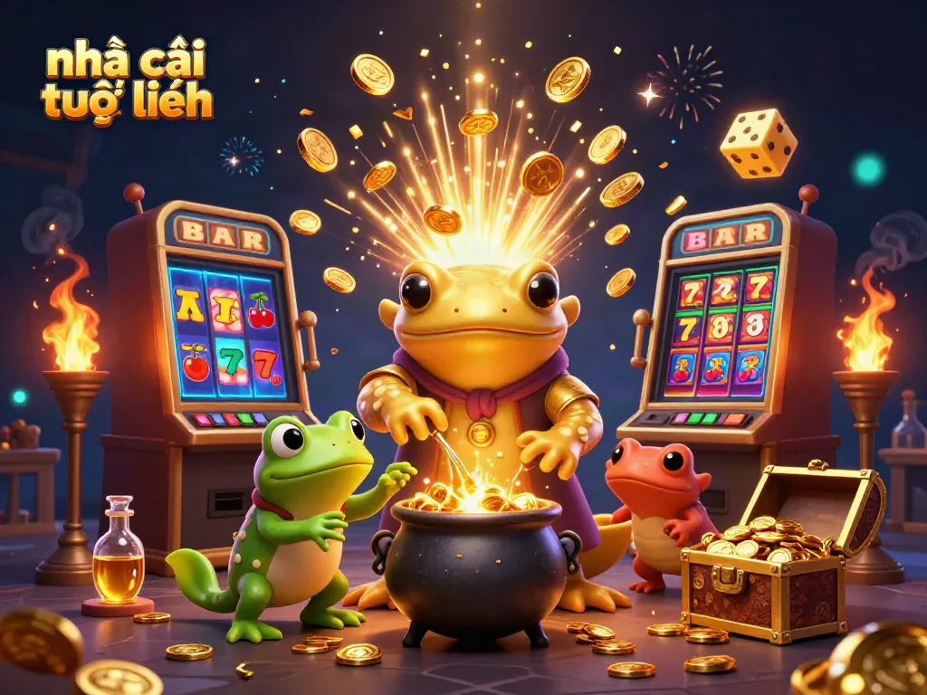 Experience the excitement of nhà cái trực tuyến with vivid scenes of an alchemist and gold coins.