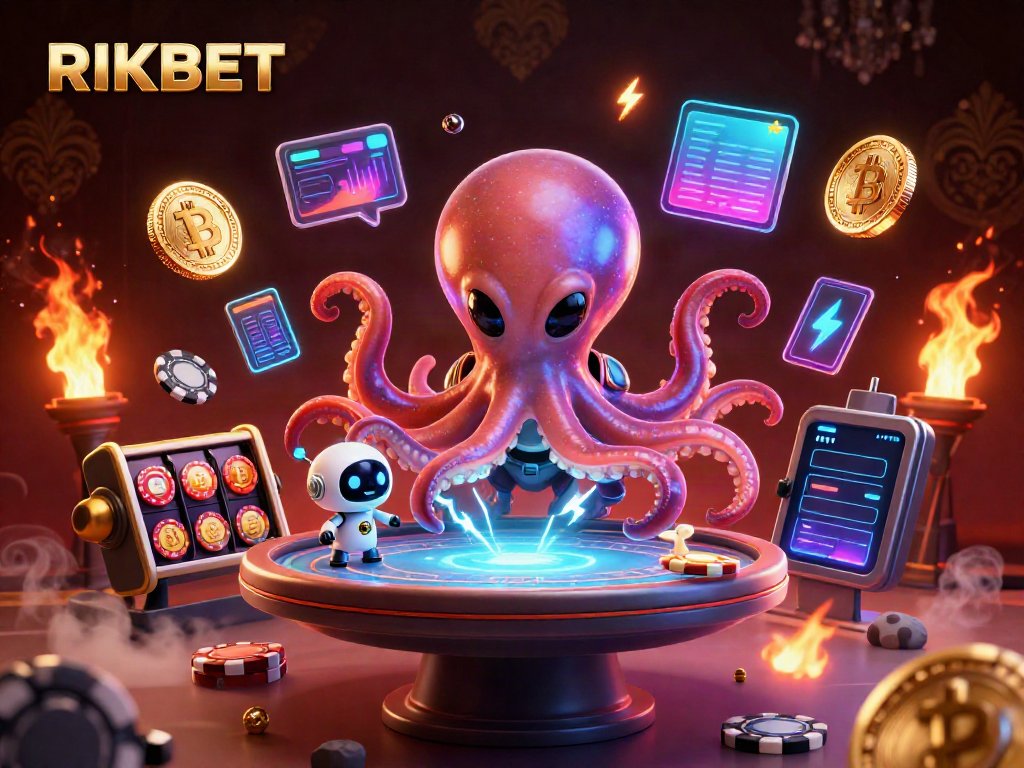 Experience the thrilling gameplay at RIKBET with our vibrant casino illustration showcasing an alien poker scene.