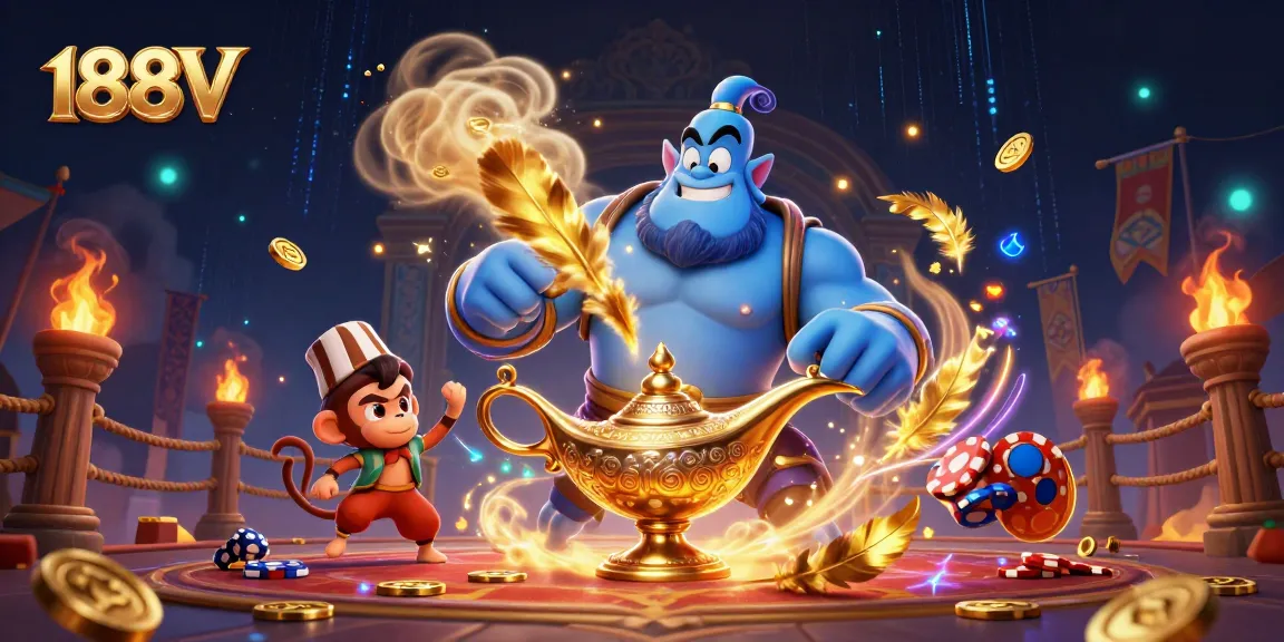 Experience thrilling adventures at 188V with mystical characters and vibrant casino elements.