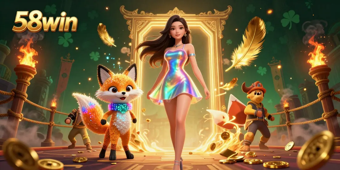Experience thrilling gaming with 58win, showcasing a vibrant illustration of an immersive casino atmosphere.