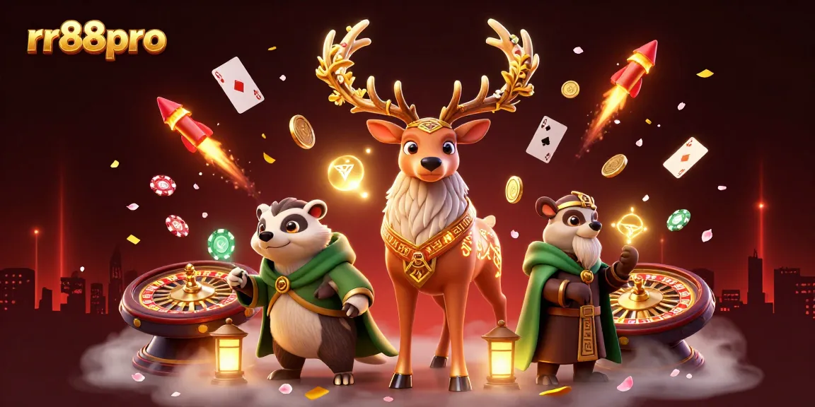 Play exciting card games and win at rr88pro's vibrant casino with glowing elements and festive atmosphere.