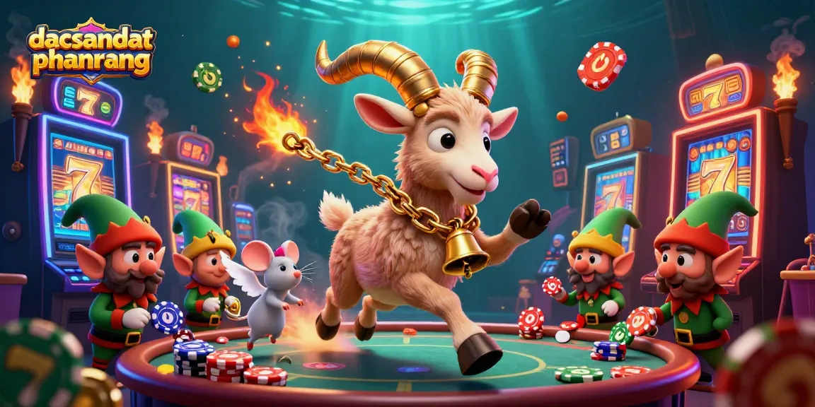 Engage in thrilling gameplay at dacsandatphanrang with Krampus hosting a festive casino scene amid slot machines and lively characters.