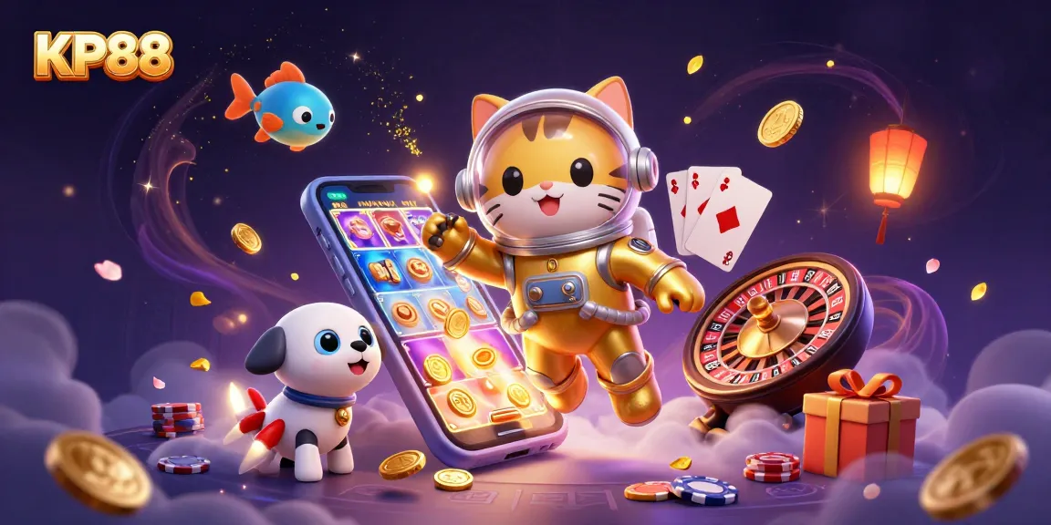 Experience thrilling gameplay at KP88 with engaging casino-themed characters in a vibrant 3D world.