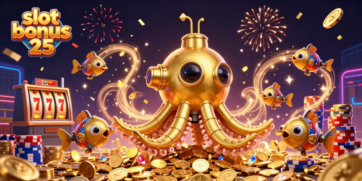 Experience the excitement of the slot bonus 25 with vibrant golden treasure in a 3D casino adventure.
