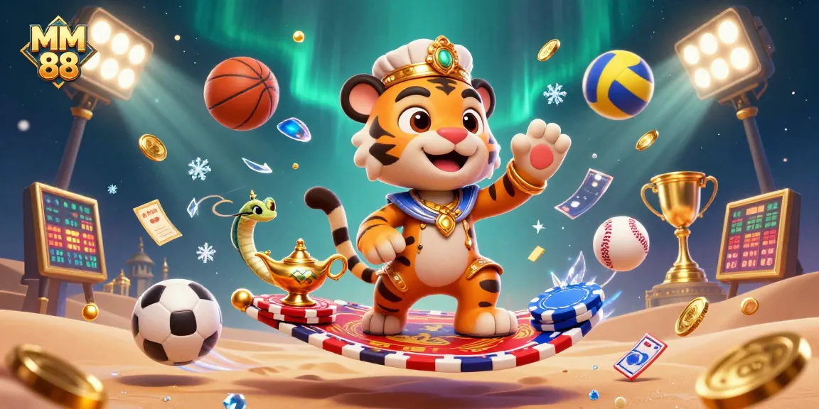 Engage in thrilling gameplay at MM 88, featuring dynamic characters, sports elements, and a vibrant casino atmosphere.