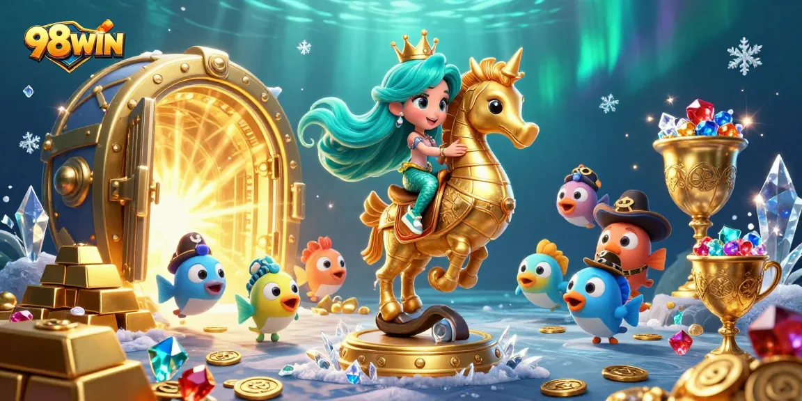 Engage in thrilling gameplay at 98WIN with colorful treasures and casino excitement under the sea.