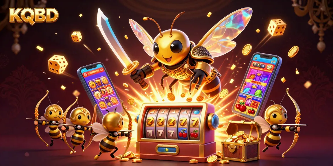 KQBD offers immersive casino excitement with gold hornet and slot machine in dynamic 3D action.