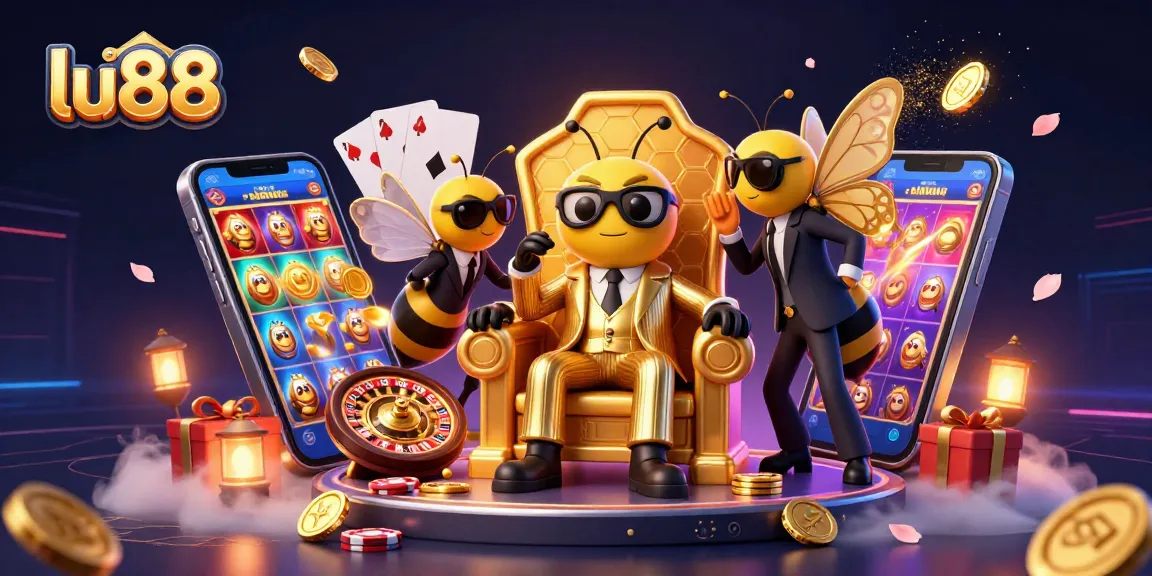 Spin and win with lu88 in this vibrant 3D depiction of a casino environment showcasing thrilling games.