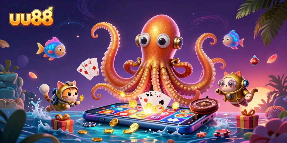 Experience exhilarating slot action with uu88 in this vibrant casino-themed illustration.