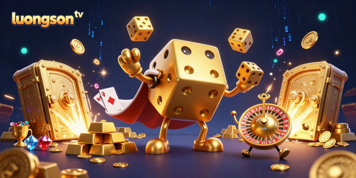 Experience immersive thrills with luongson tv’s stunning golden dice golem juggling treasures in a vibrant casino scene.
