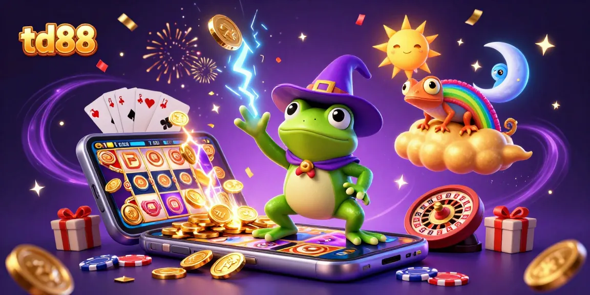 Experience thrilling gaming with td88 as the wizard frog conjures coins and magical elements.