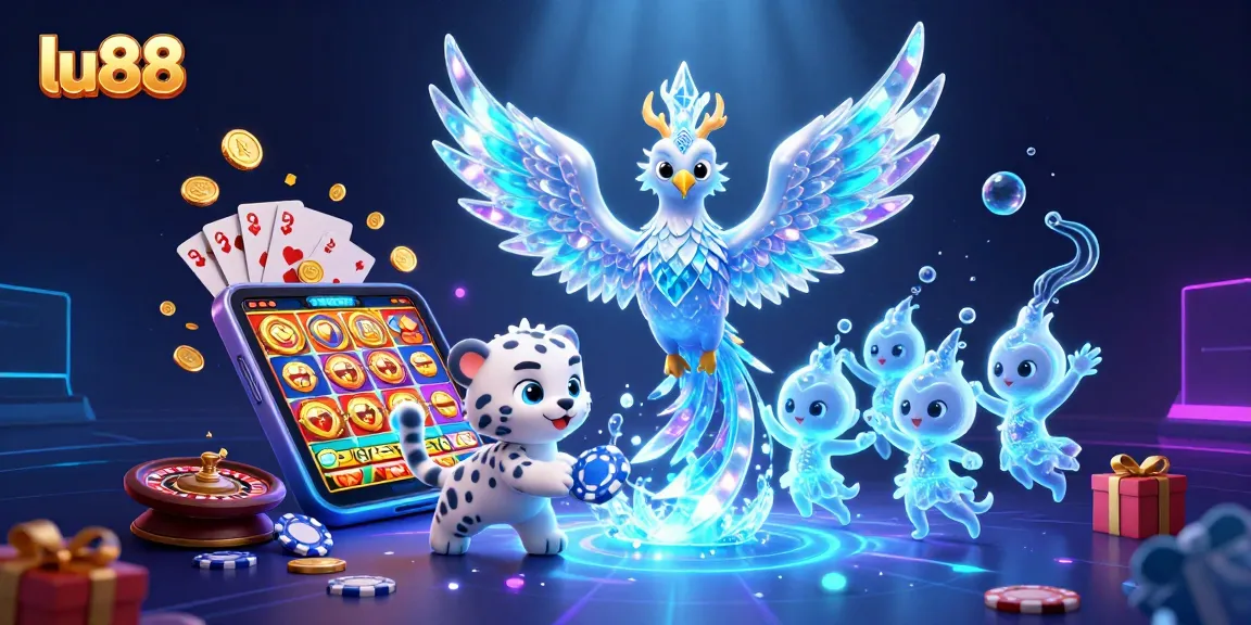 Experience the excitement of lu88 with vibrant casino elements and 3D characters in a dynamic scene.