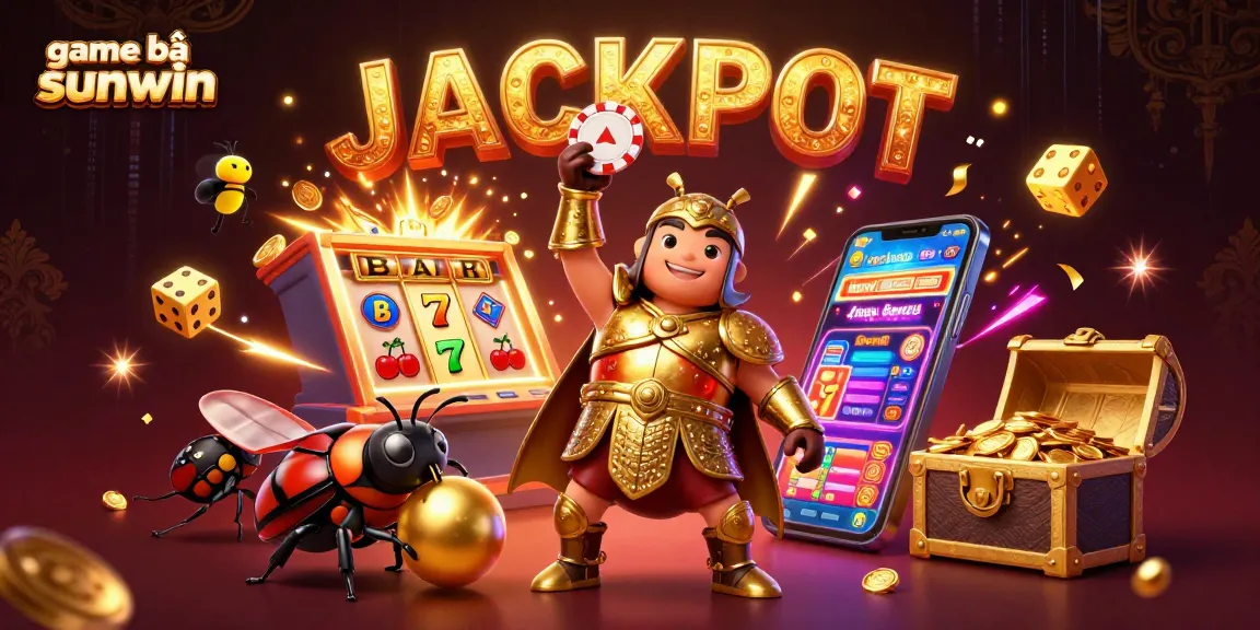 Experience the thrill of game bài sunwin with a heroic beetle lifting a poker chip amidst dazzling casino elements.