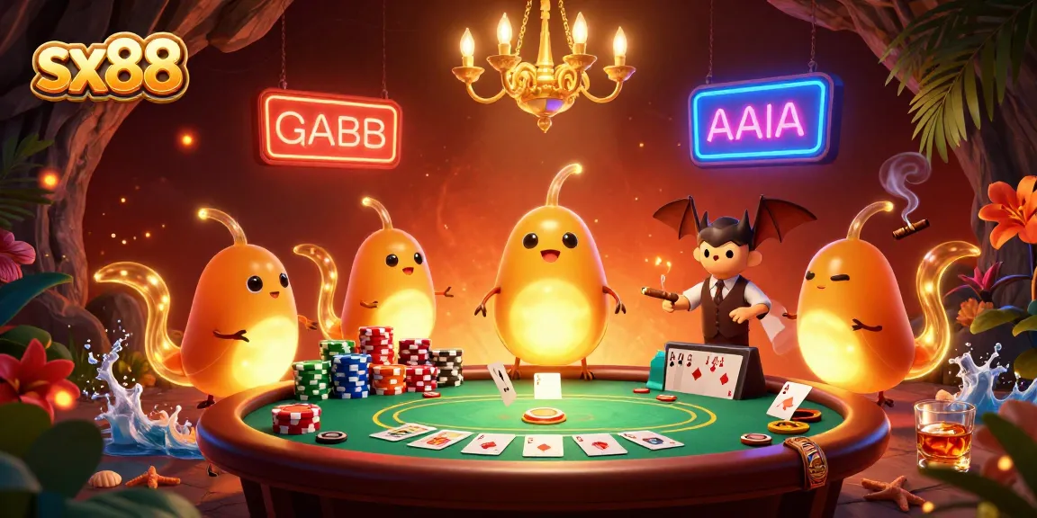 Play winning cards at sx88 with a lively cave casino illuminated by glowworms.