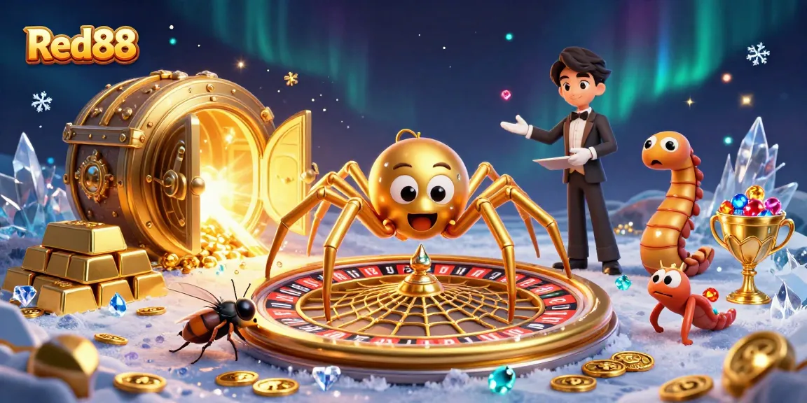 Experience exciting bets at Red88 with a golden spider and dynamic casino elements.